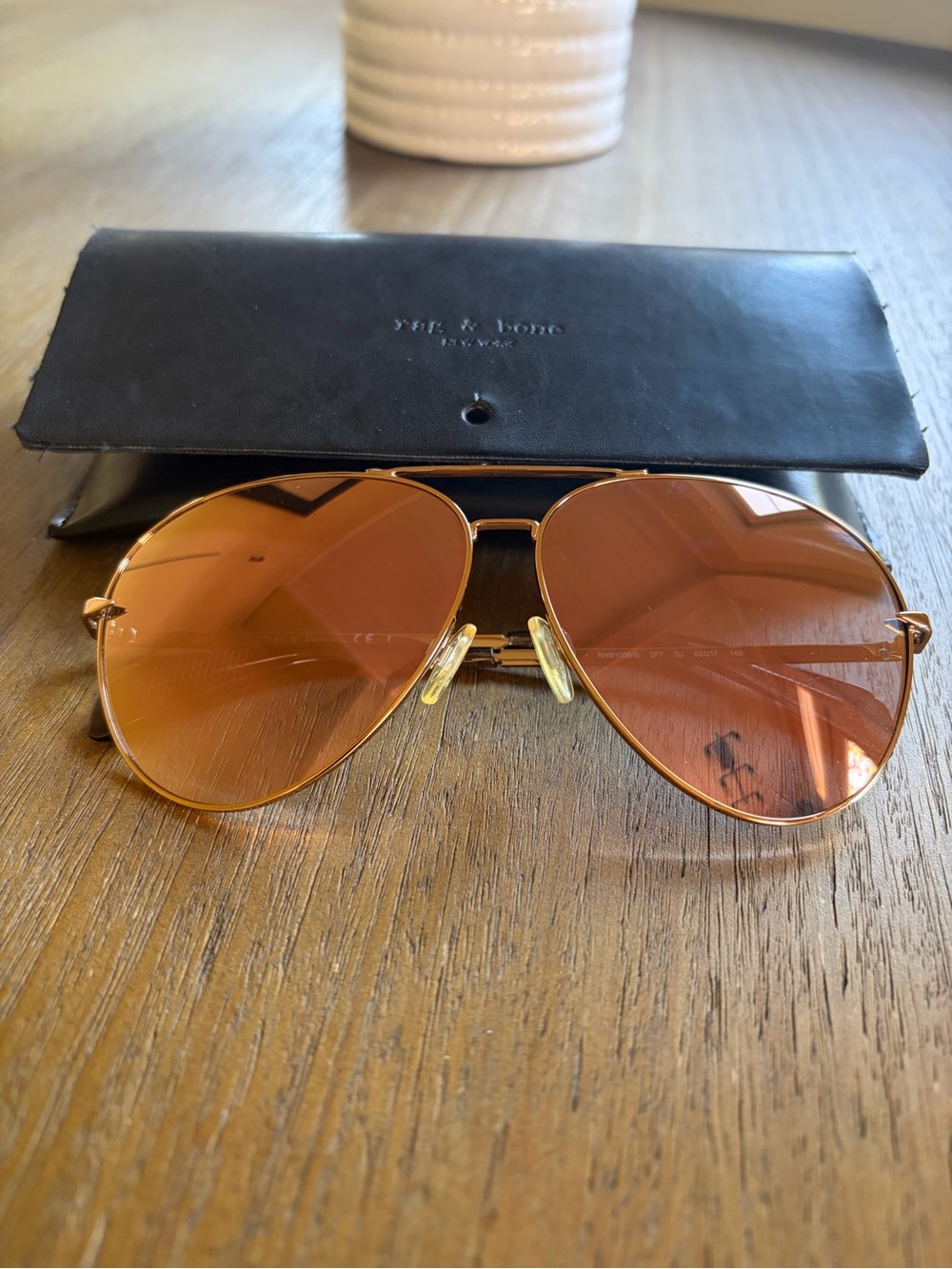 Rag & Bone Oversized Aviator Sunglasses Rose Gold